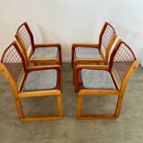 Lot of 4 Knut and Marianne Hagberg designer chairs for Ikea 1982 vintage metal and wood