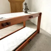 Italian modernist shelf in teak and Carrara marble, 1950s