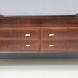 High-Quality Walnut Chest of Drawers with a Thick Glass Top, Italy
