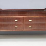 High-Quality Walnut Chest of Drawers with a Thick Glass Top, Italy