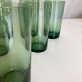 Set 6 verres gobelets verts soufflés 1960