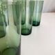 Set 6 glasses green cups blown 1960