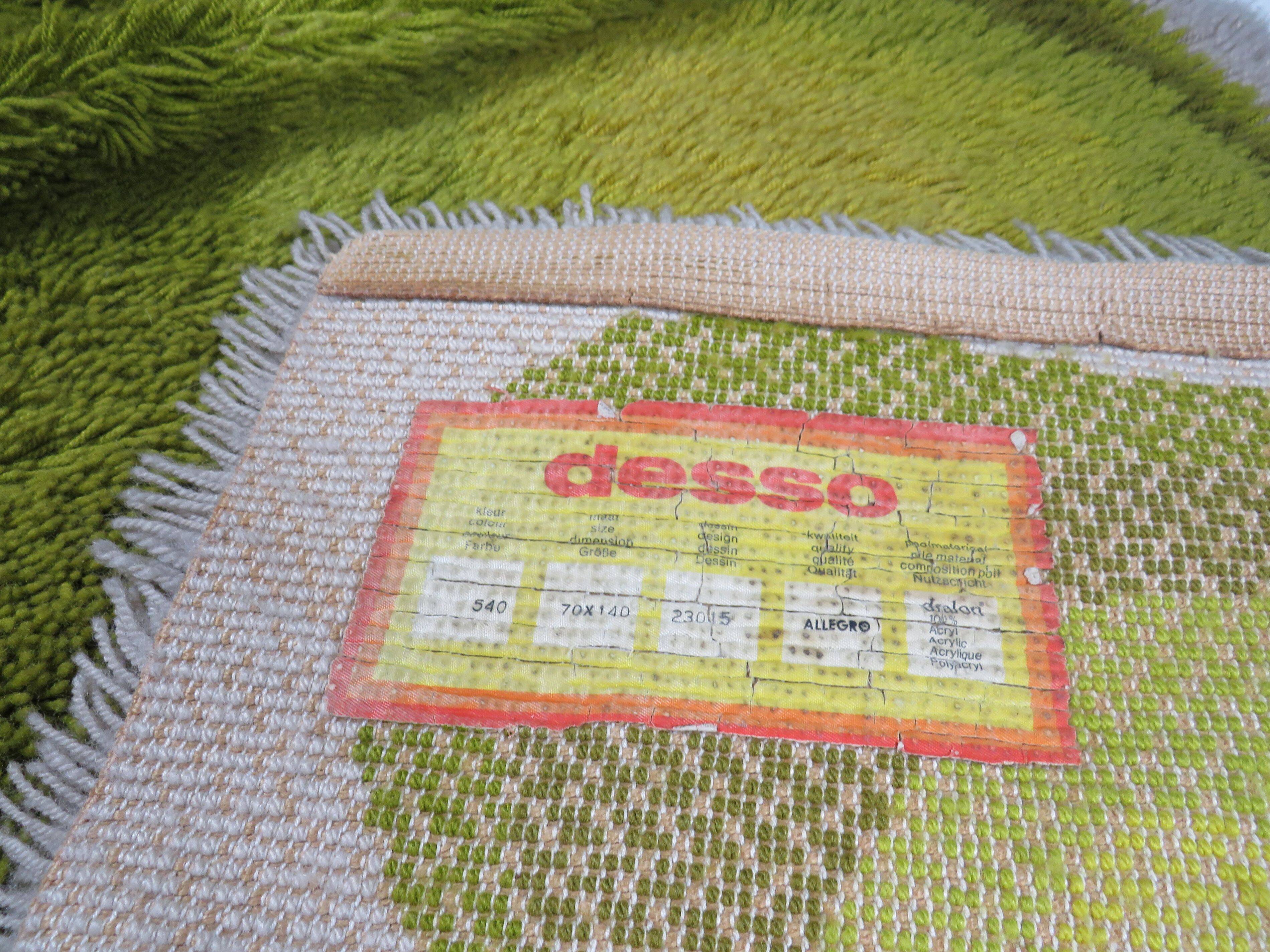 Pair of vintage Desso rugs from the 70s – moss green & beige