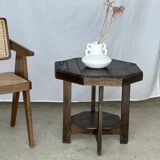 Pedestal table or small octagonal side table quadripod base with modernist spacer