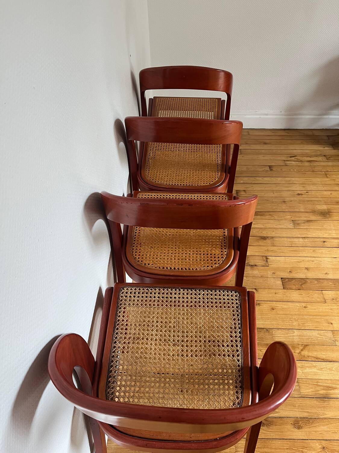 Set of 4 Baumann caned gondola chairs