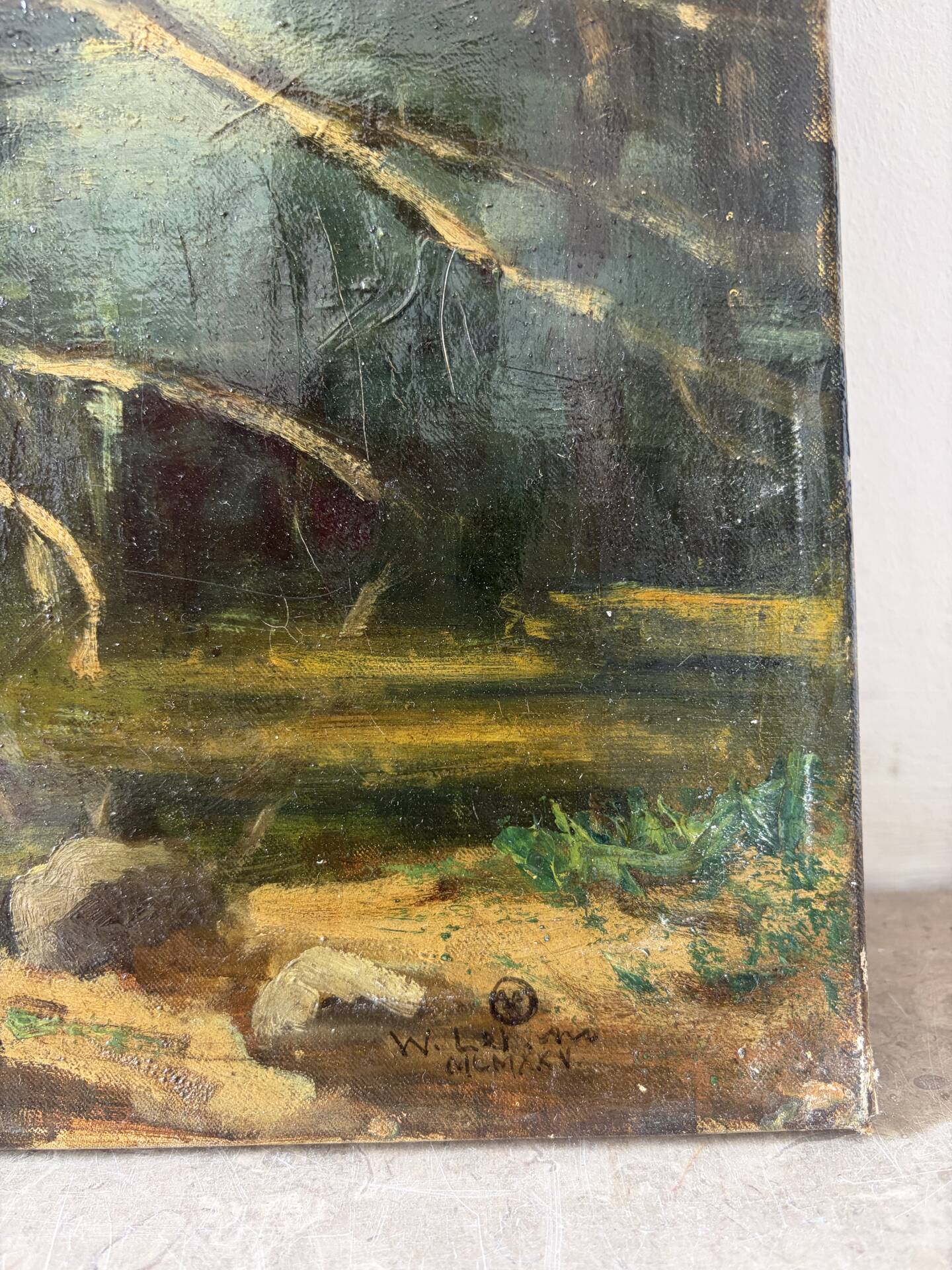 "Study for the fallen tree" oil on canvas signed 1925