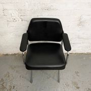Space Age Black Leather Armchair, 1970s