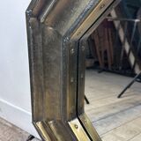 Vintage 1960s octagonal brass and pewter mirror