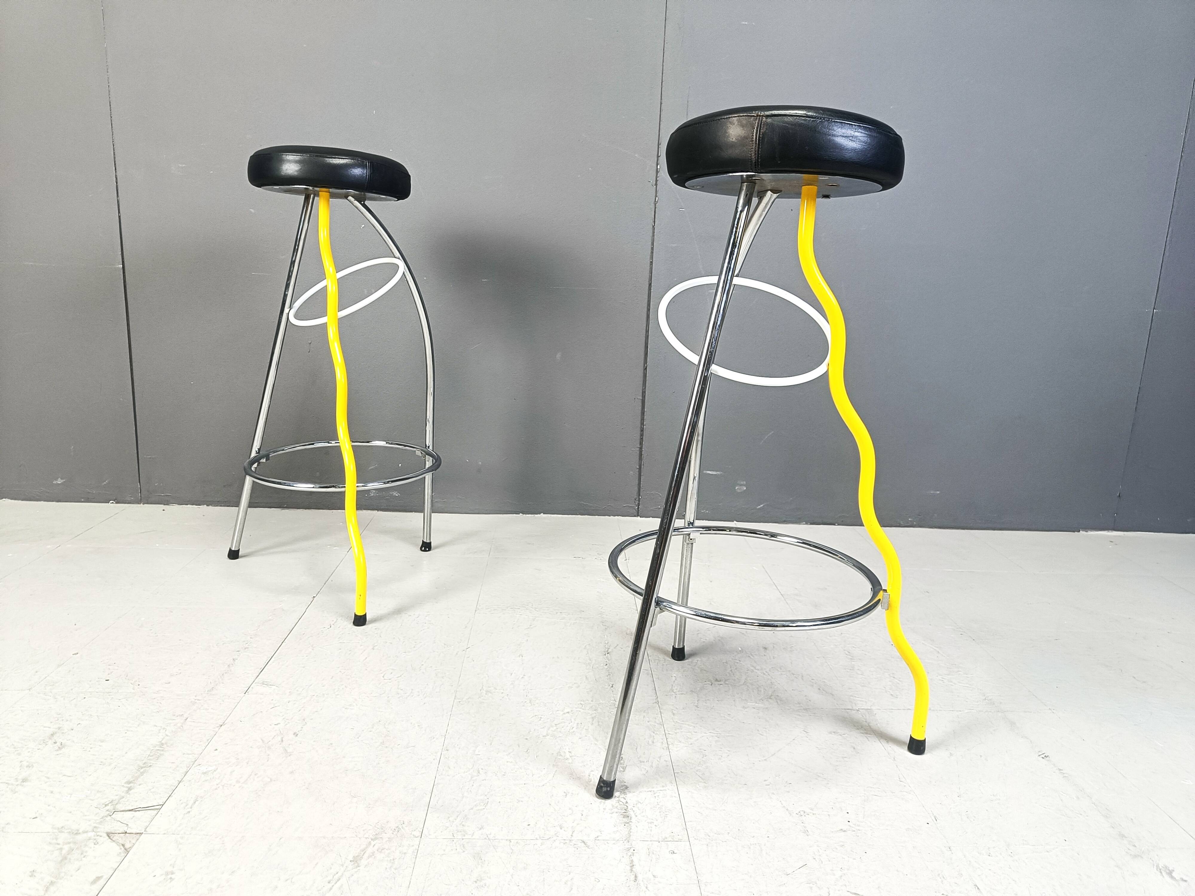 Pair of Duplex stools by Javier Mariscal for BD 1980's Memphis