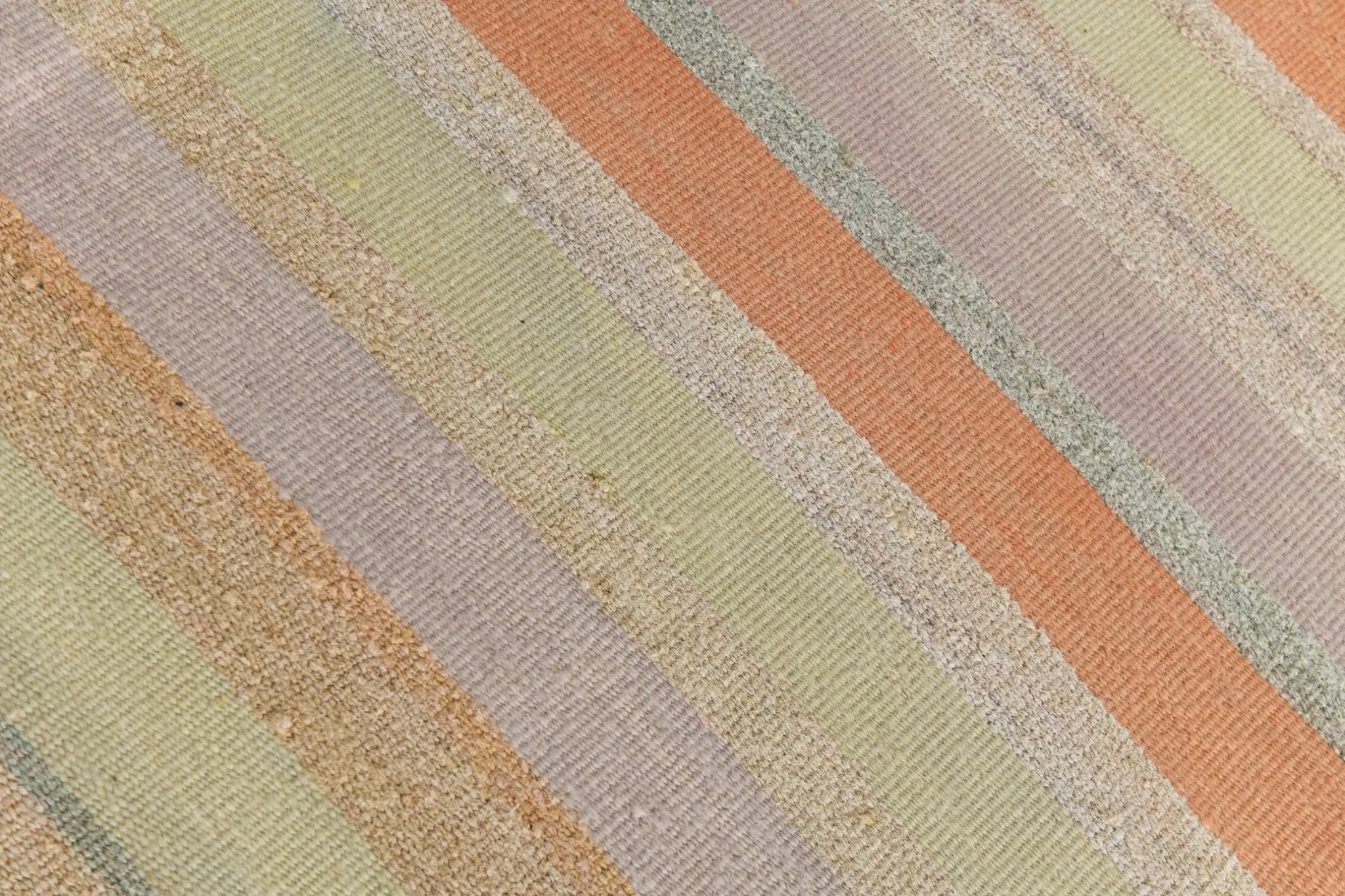 Salmon & Pink Mid Cenyury Modern Kilim Rug, Vintage Striped Boho Carpet