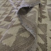 Beige cream scandinavian style kilim handmade flat-woven wool area rug- 198x155cm