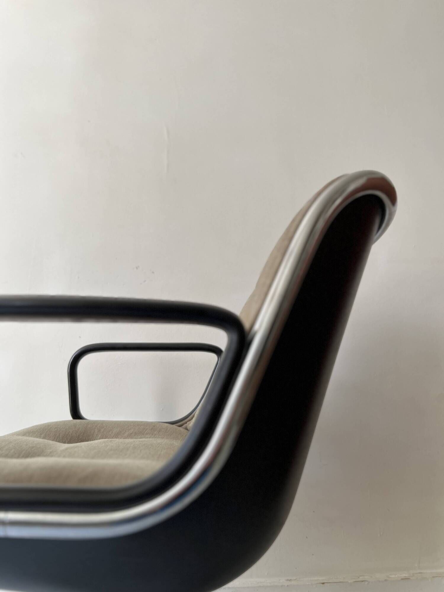 Velvet office chair with armrest by C. POLLOCK for Knoll