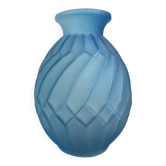 Vase Art Déco verre bleu dépoli 