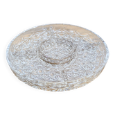 Round glass moulded aperitif plate with compartments