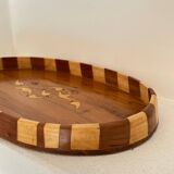 Handmade oriental tray in thuya wood - vintage marquetry