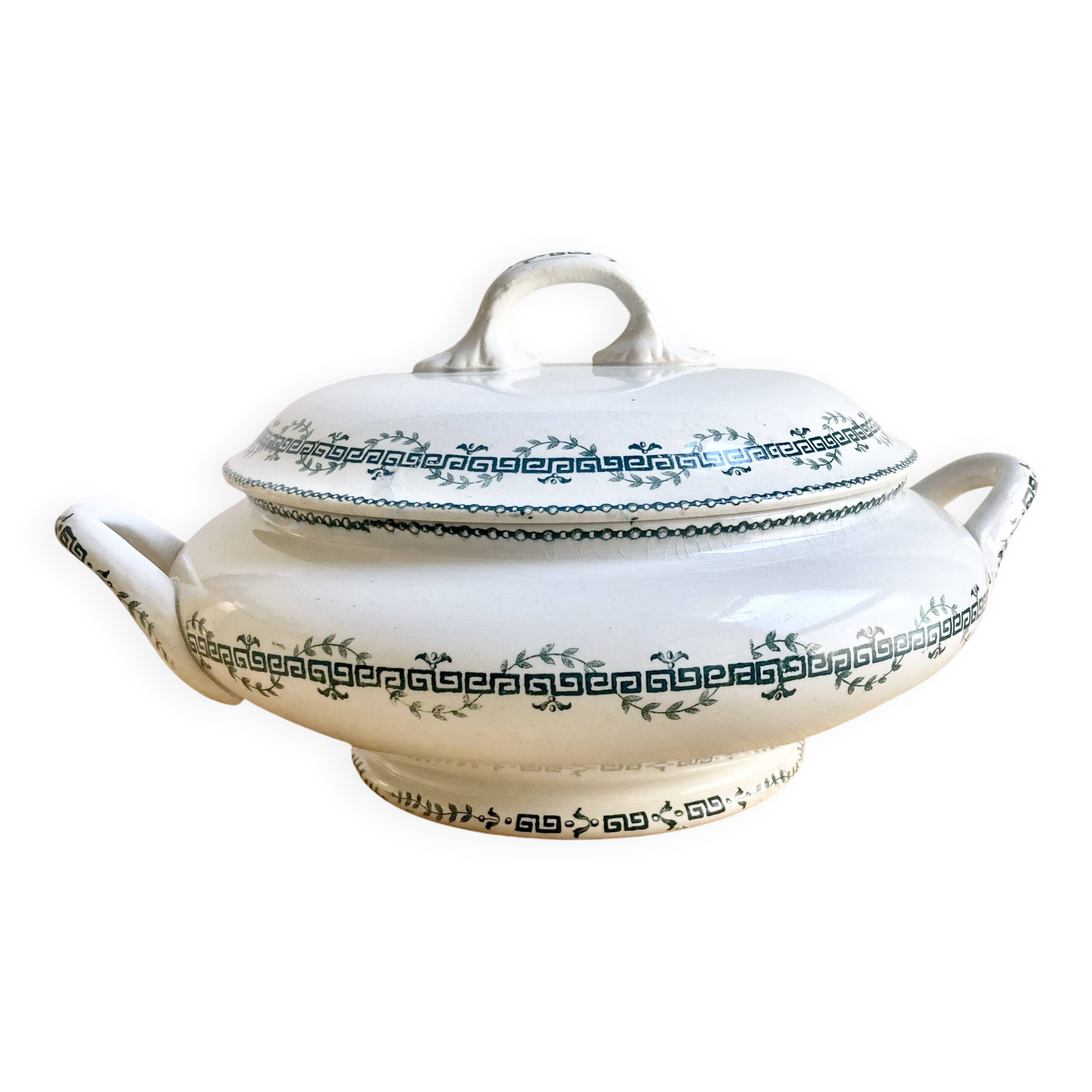 19th century "opaque Gien" iron clay tureen