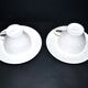 SARREGUEMINES Set of 2 plain molded opaque earthenware cups 1900