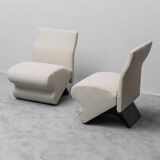 Pair of vintage fabric armchairs from the 1970s modernist period