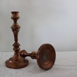 Two copper candle holders
