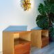 Pair of bedside tables in elm from the 1980s, brutalist design, chalet.