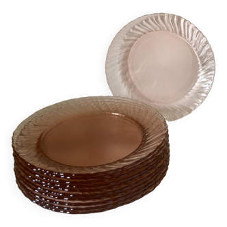 Set of 11 Arcoroc flat plates ~ Rosaline