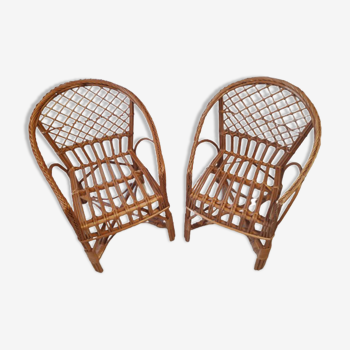 Two wicker child chairs