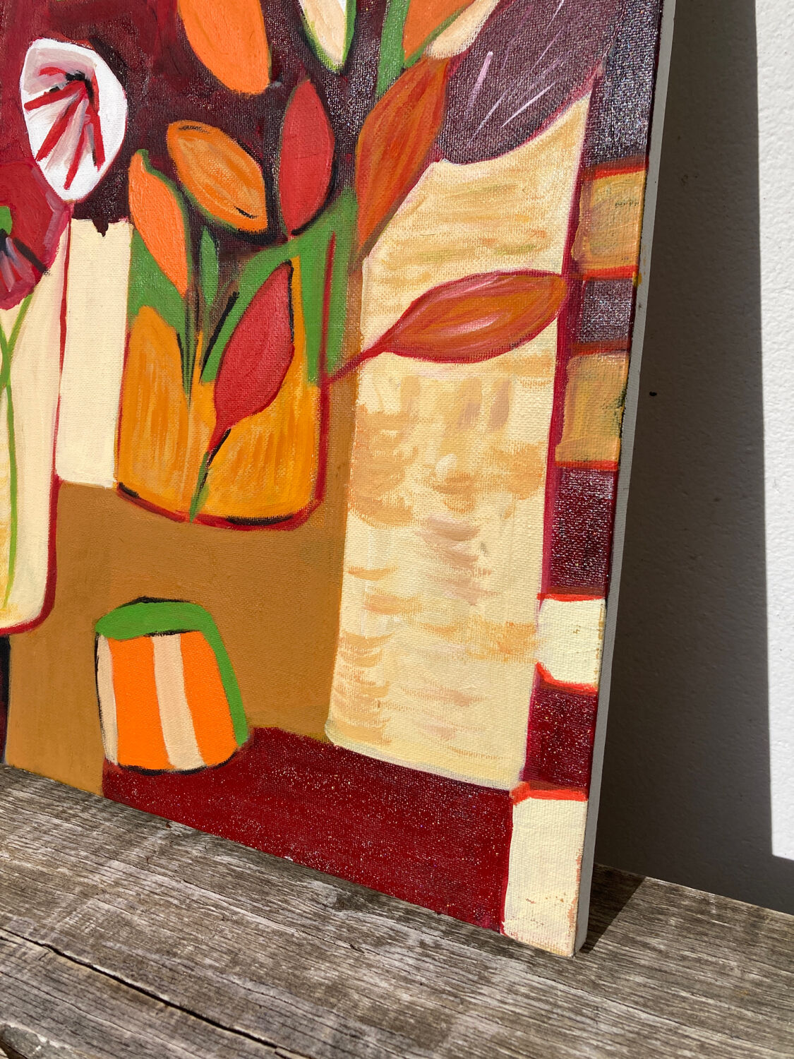 Contemporary painting bouquet of flowers oil on canvas still life