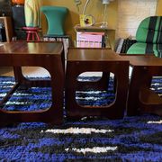 Set of three nesting coffee tables, 1970, dark wood