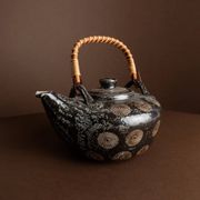 Wim Mühlendyck Stoneware Teapot in Westerwald Salt Glaze with Ritzdekor – Noir Speckled Ceramic, Mid-Century