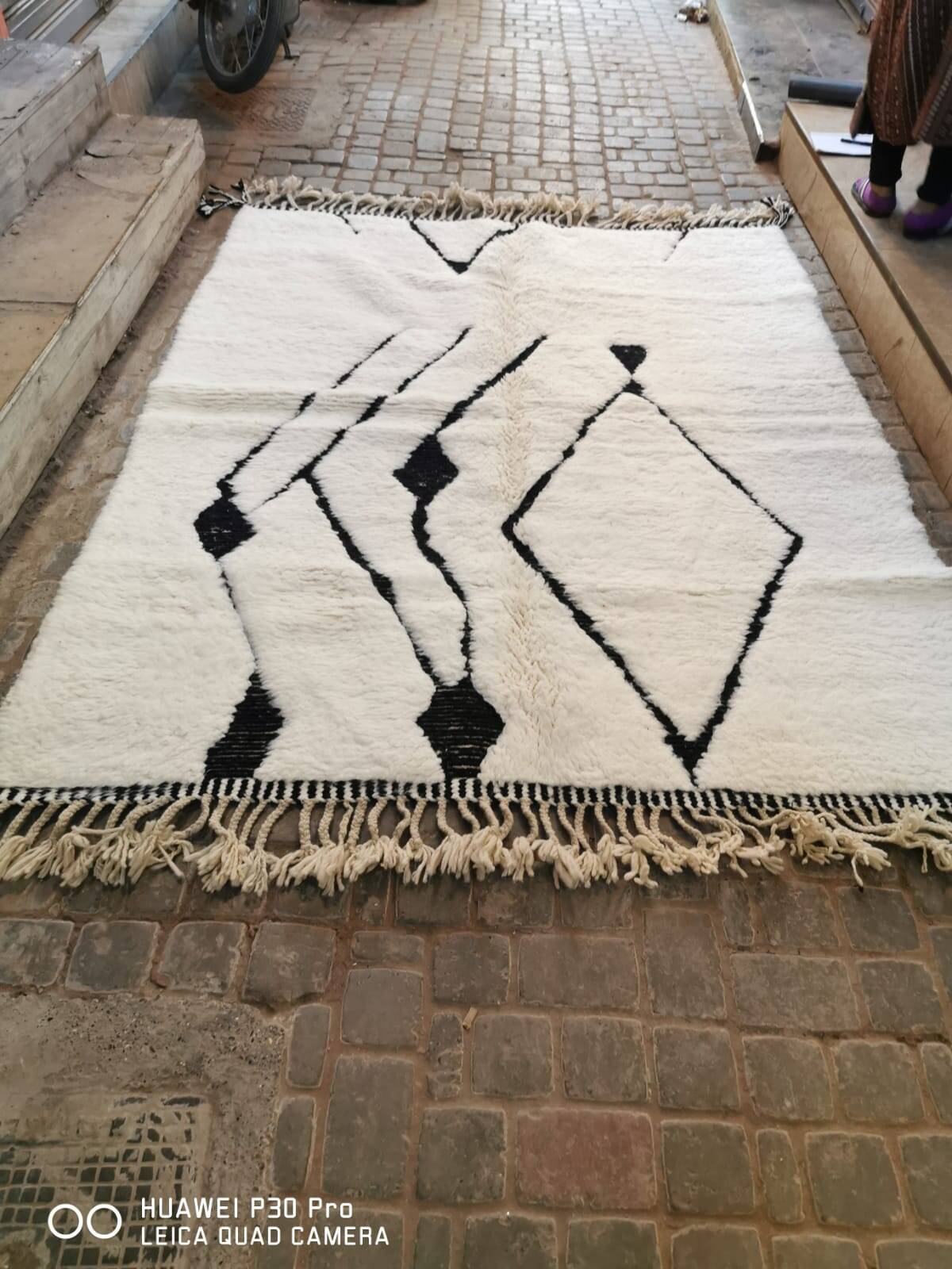 Tapis Berbère Blanc « Diamant d'Atlas » 3*2m
