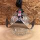 Old atomic age pendant lamp chromed metal & molded glass 70's vintage