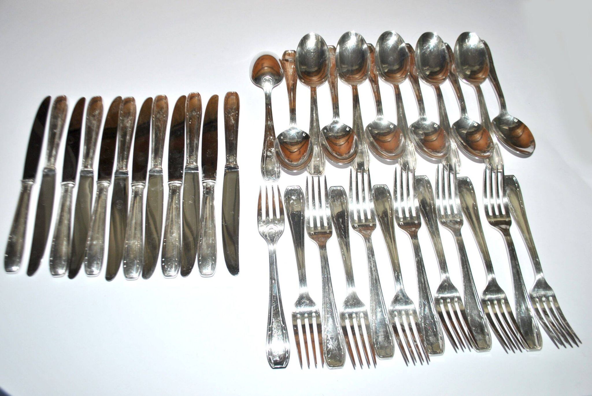 LCF set of 36 silver cutlery for starters and desserts, 1950s design Le Couvert Français