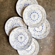 6 flat plates Boch La Louvière in blue glazed earthenware, "Copenhagen" service - 1920s-30s