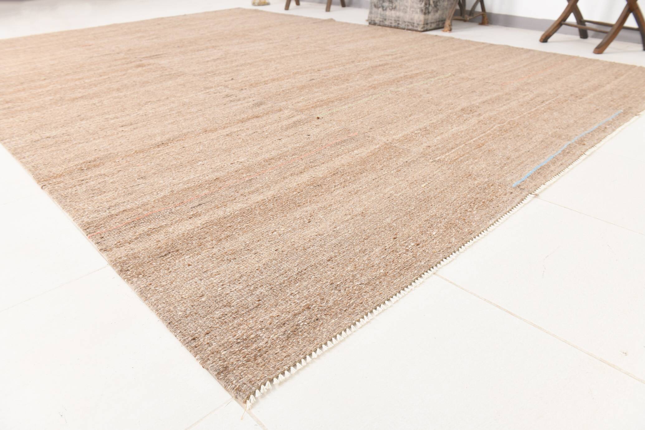 8x11 Bronze & Beige Ethnic Vintage Kilim Rug, 241x350Cm