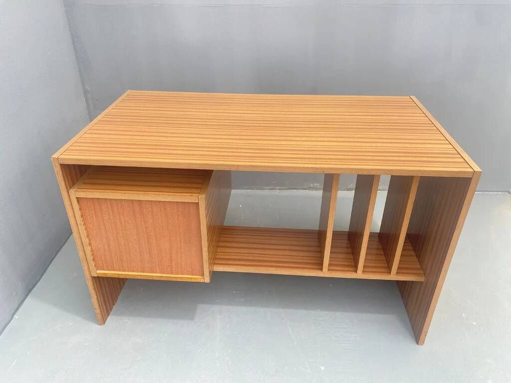 Writing desk, vintage wooden desk, 1980s, Czechoslovakia