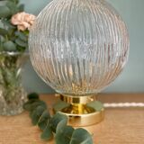 Lampe à poser globe vintage en verre strié
