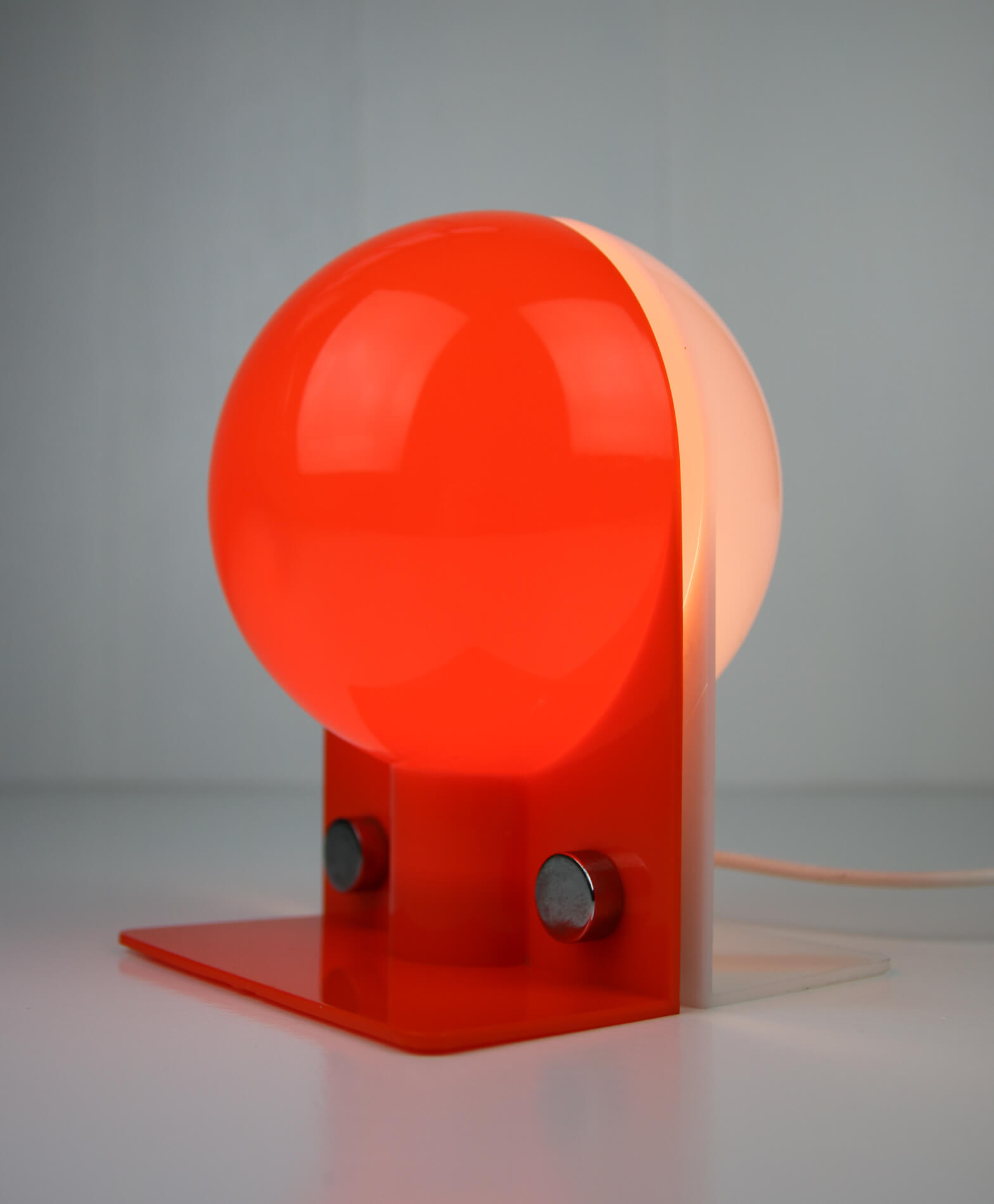 Space Age orange table lamp from Sergio Brazzoli for Guzzini, 1970s
