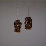 Sculptural ceramic pendant lamps by Bodil Marie Nielsen