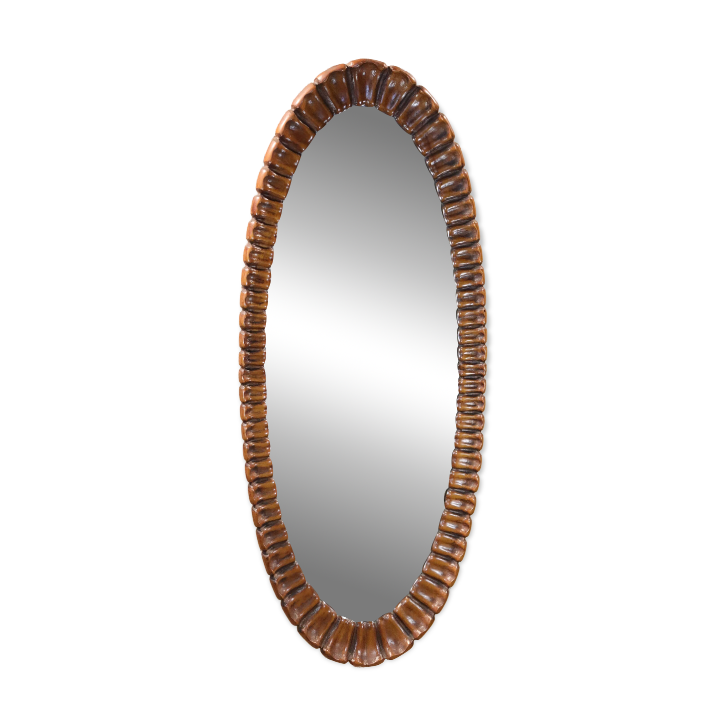Large oval wooden mirror 1950