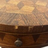 Table d’appoint / guéridon double plateau style Louis XVI en bois marqueté