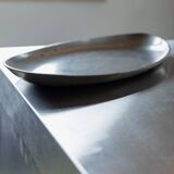 Oval vintage pewter tray by Just Andersen - silver-gray metal, Art Deco Denmark 1930s