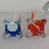 Pair of colored glass soliflores, 1960s