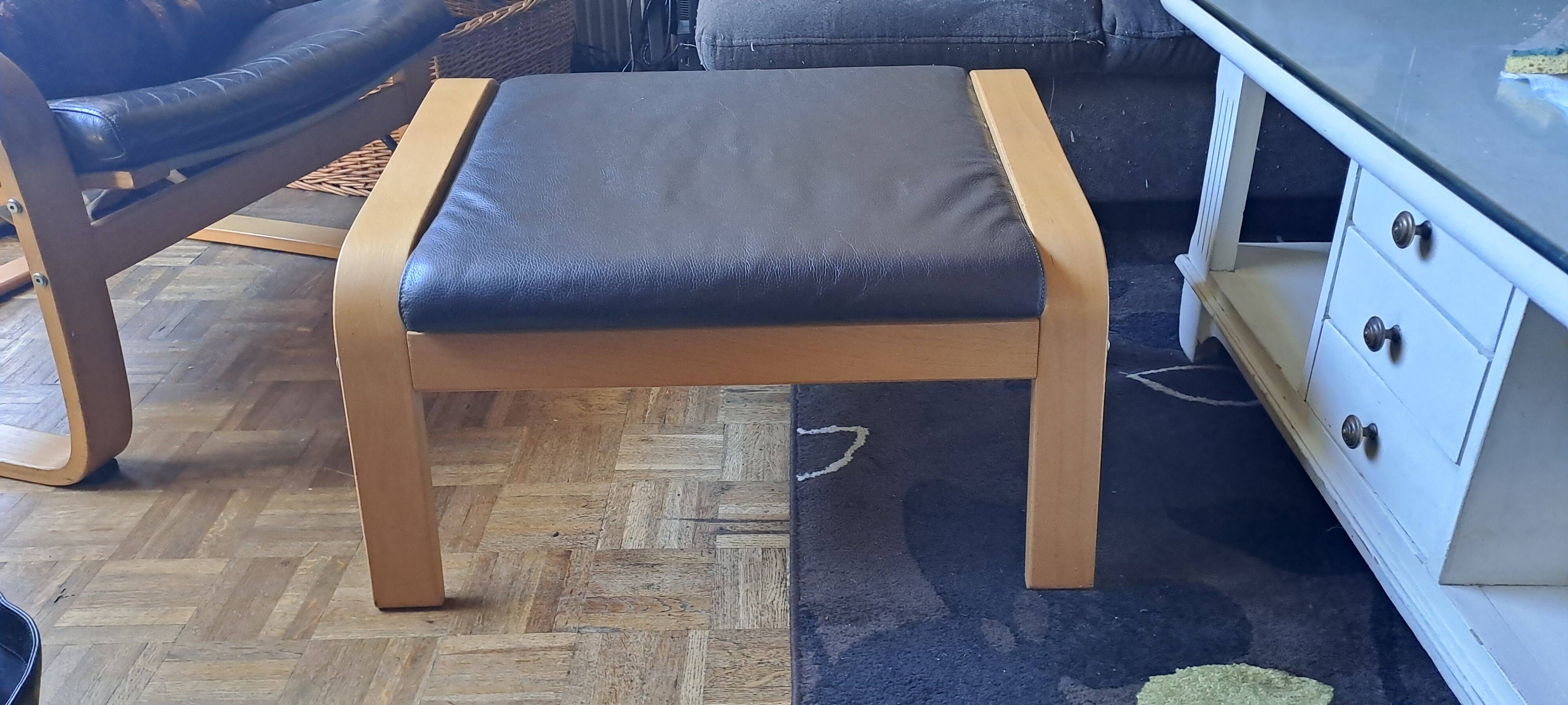 Ikea leather footstool pouf 2000s france scandinavian style knisa model color