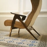Fauteuil Wing chair à système de relaxation année 50/60