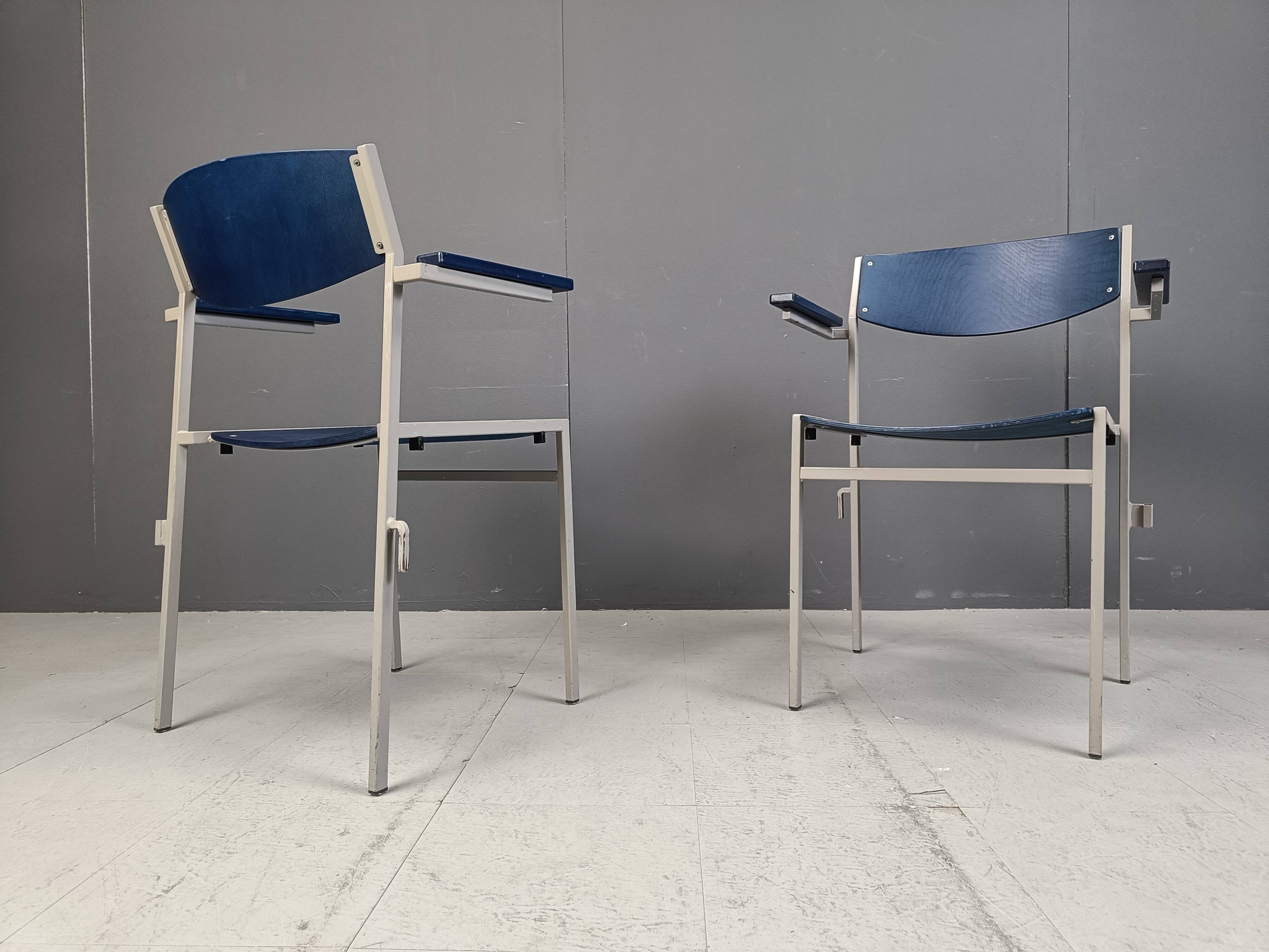 Minimalist Metal and Plywood Stackable Armchairs by Gijs Van Der Sluis