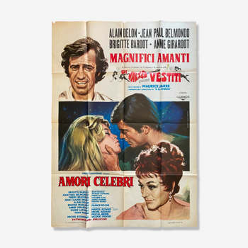 Affiche italienne "amours celebres" Belmondo, Delon, Bardot