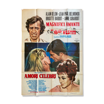Italian poster "famous loves" Belmondo, Delon, Bardot