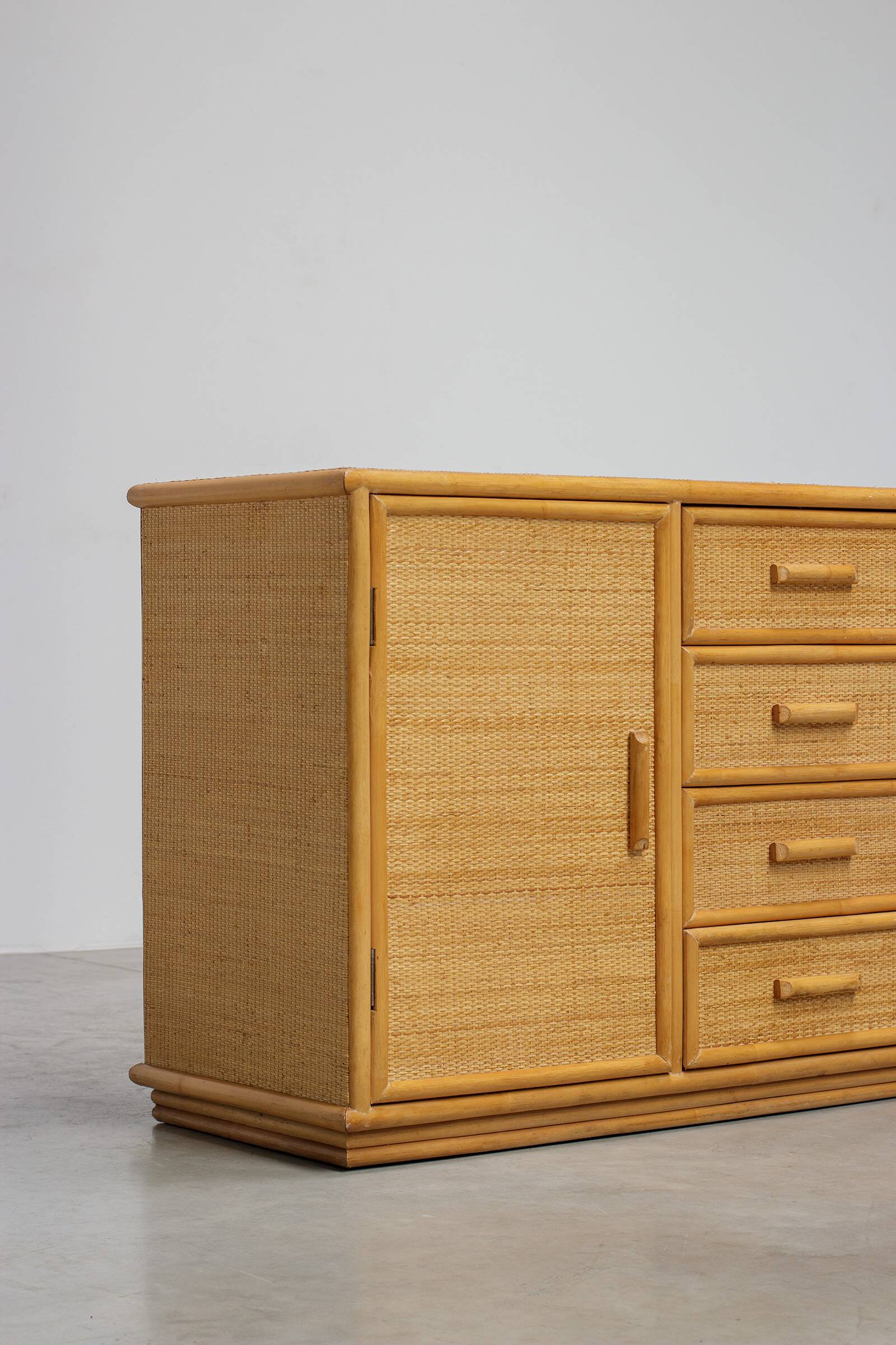 French vintage rattan sideboard 1970