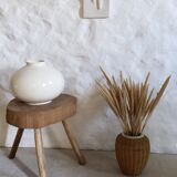 Sandstone and rattan vase