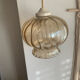 Vintage ribbed amber blown glass pendant - 1970s